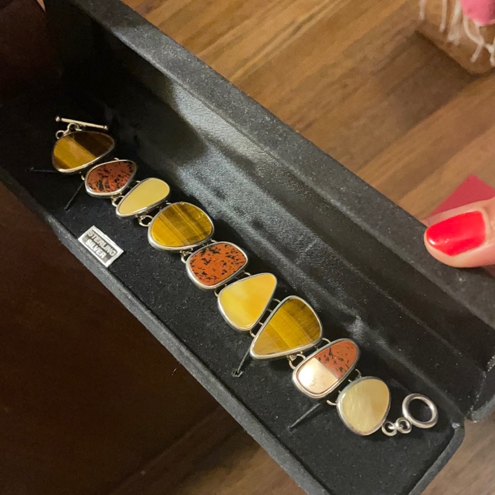 Sterling Silver bracelet with natural earth stones.